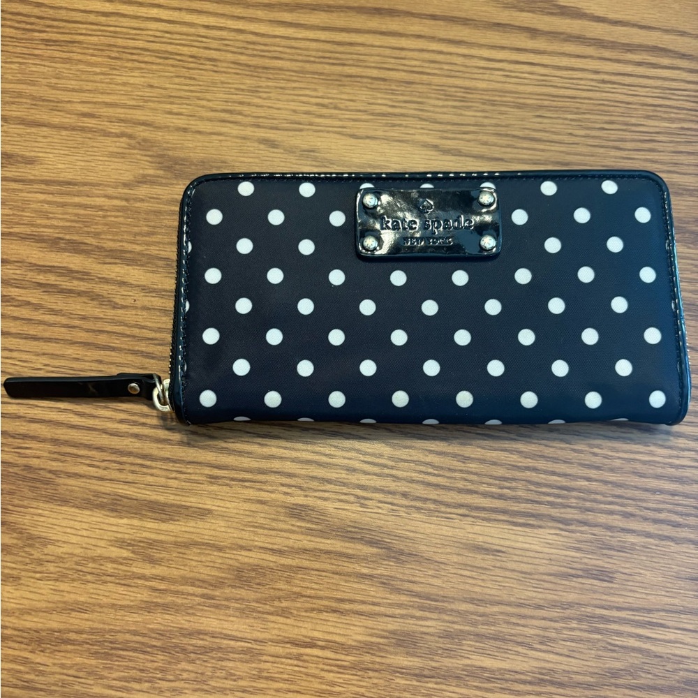 Kate Spade Black and White Dot Zip Wallet
